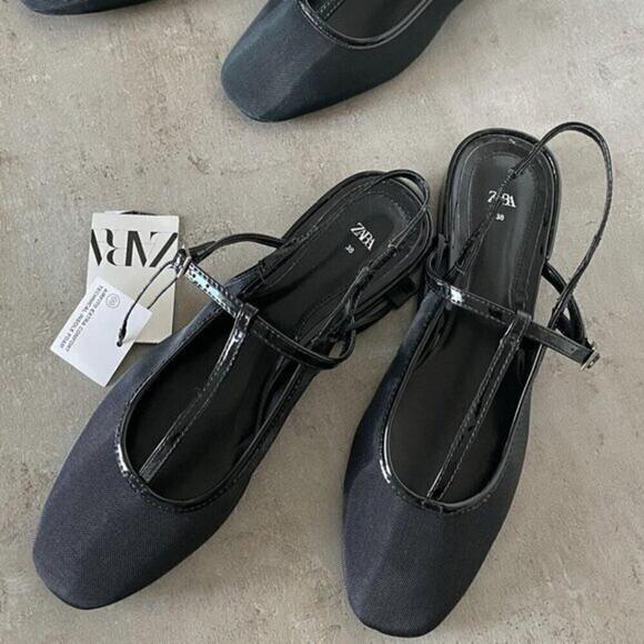 ZARA Blogger Fave!!! Slingback Flats NWT LAST ONE!!! 🖤 - Picture 4 of 16